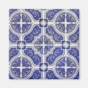 Rustic Vintage Portuguese Tiles Pattern - Azulejo Magnet