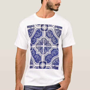 Rustic Vintage Portuguese Tiles Pattern - Azulejo T-Shirt