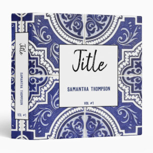 Rustic Vintage Portuguese Tiles Pattern Binder