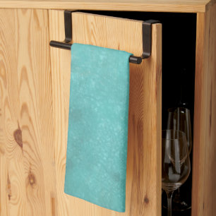 Rustic Vintage Print Turquoise Kitchen Towel