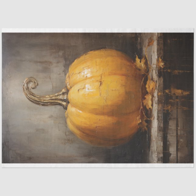 Rustic Vintage Pumpkin Tissue Paper Decoupage (Front)