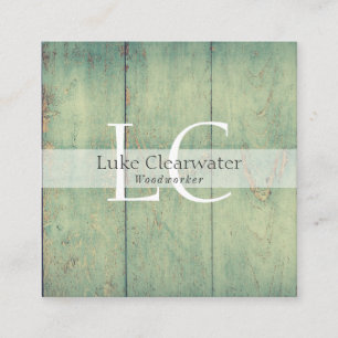Rustic Vintage Reclaimed Barnwood   Monogram Square Business Card