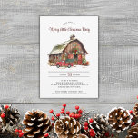 Rustic Vintage Red Truck Barn Christmas Party  Holiday Card<br><div class="desc">Rustic Vintage Red Truck Barn Christmas Party Holiday Card - featuring a festive Christmas barn, all decked out for the holidays. A vintage red truck has just arrived towing a freshly cut Christmas Tree. Our card template makes it so easy for you to add your details. Christmas Party Invitation is...</div>