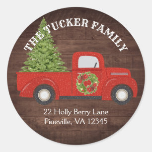 Rustic Vintage Red Truck Return Address Label