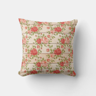 Rustic Vintage Roses Throw Pillow