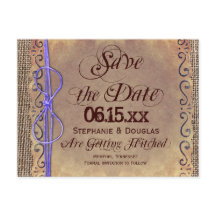 Rustic Vintage Save the Date Postcards Purple