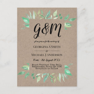 Rustic Vintage Script Wedding Invitation Budget Postcard