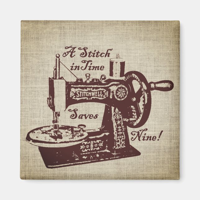 Rustic Vintage Sewing Machine  Magnet (Front)