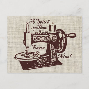 Rustic Vintage Sewing Machine  Postcard