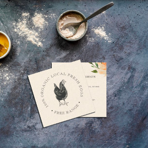 Rustic Vintage Simple Chicken Egg Farm Floral Square Business Card