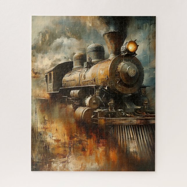 Rustic, Vintage Steam Engine Puzzle (Vertical)