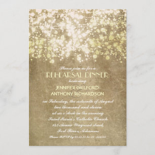 rustic vintage string lights rehearsal dinner invitation
