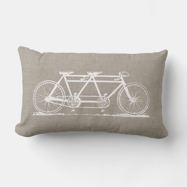 Rustic Vintage Tandem Bicycle Lumbar Pillow (Front)