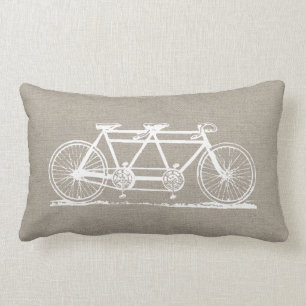 Rustic Vintage Tandem Bicycle Lumbar Pillow