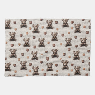 Rustic Vintage Teddy Bear Kitchen Towel