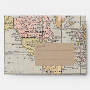 Rustic, Vintage Travel Map Kraft Paper Envelope