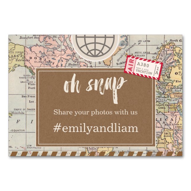 Rustic vintage travel Wedding Social Media Card (Front)
