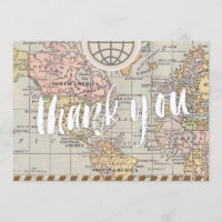 Rustic vintage travel Wedding Thank You Card