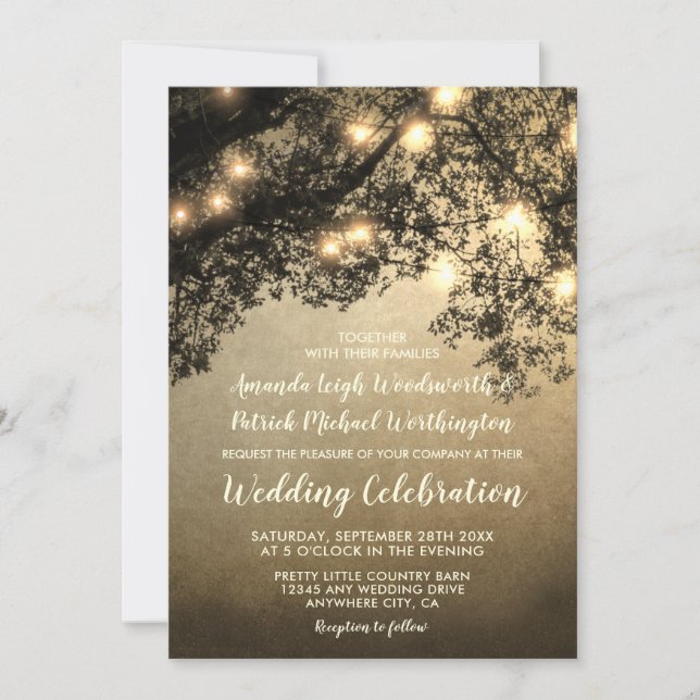 Rustic Vintage Tree Branch Wedding Invitations (Front)