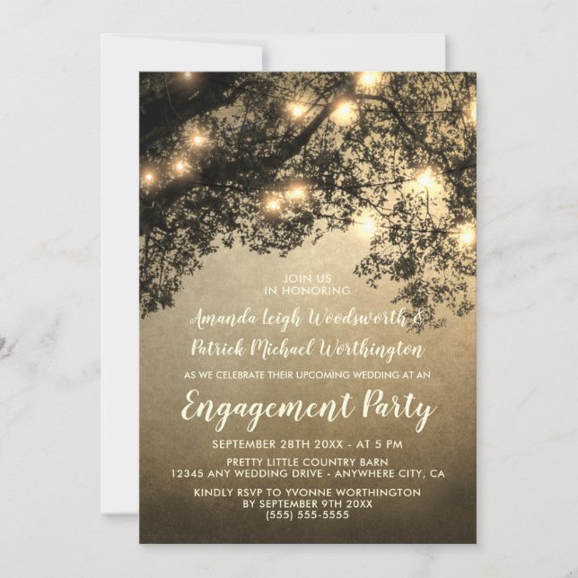 Rustic Vintage Tree Engagement Party Invitations (Front)