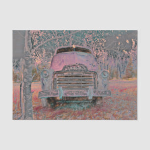 Rustic Vintage Truck Pink Grey Orange Retro Tissue Paper