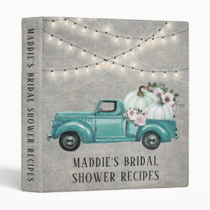 Rustic Vintage Truck Pumpkins String Lights Recipe Binder
