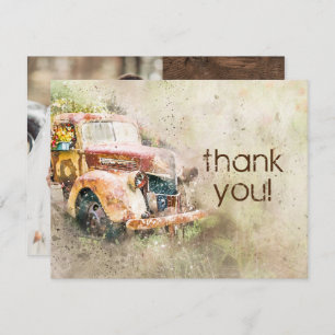 Rustic Vintage Truck Wedding Photo Thank You Invitation