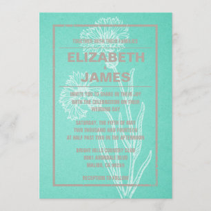 Rustic Vintage Turquoise Wedding Invitations