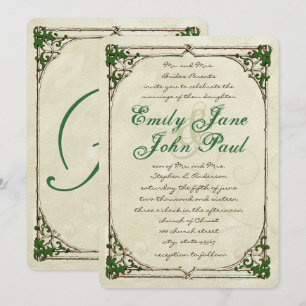 Rustic Vintage Twig Ivy Border Wedding Invitation