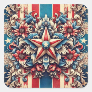 rustic/vintage USA/patriotic Square Sticker
