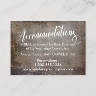 Rustic Vintage Wedding Accommodations Insert Cards