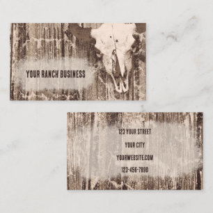Rustic Vintage Western Brown Bull Skull Business Card