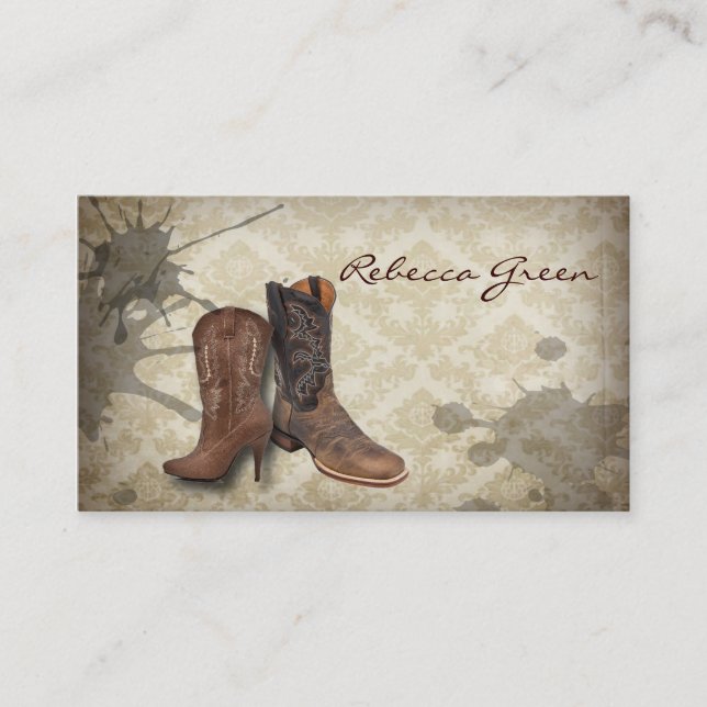 rustic vintage western country fashion cowboy business card (Front)