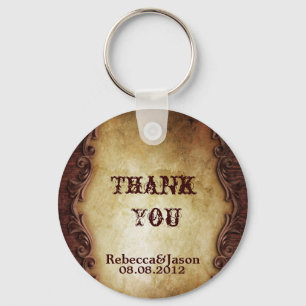 rustic vintage western country wedding favour keychain