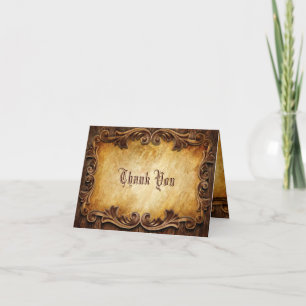rustic vintage western country wedding thank you card