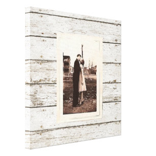 rustic  vintage white barn wood barn wedding canvas print