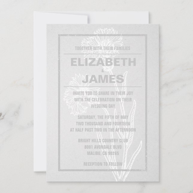 Rustic Vintage White Wedding Invitations (Front)