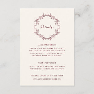 Rustic Vintage Wine Floral Wedding Details Enclosure Card