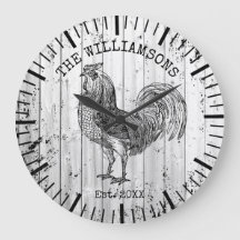 Rustic Vintage Wood Family Name Farm Rooster