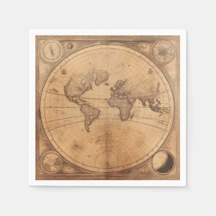 Rustic Vintage World Map Globe (2) Napkin