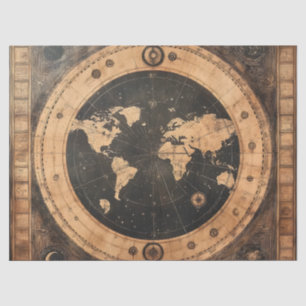 Rustic Vintage World Map Globe (4) Tissue Paper