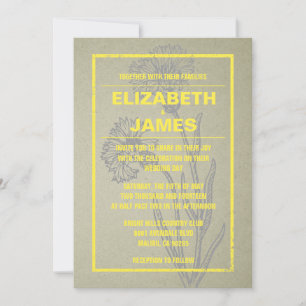 Rustic Vintage Yellow Wedding Invitations