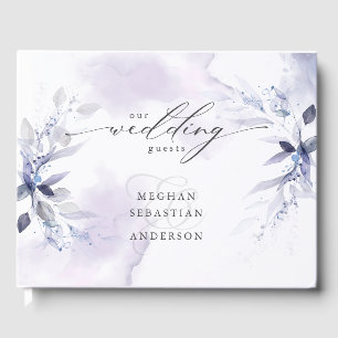 Rustic Violet Foliage Wedding Guest Book