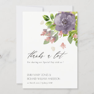 RUSTIC VIOLET PINK WILD FLOWER & FOLIAGE Thank You Card