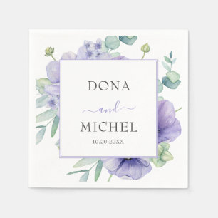 Rustic Violet Summer Wild Floral Wedding Napkin