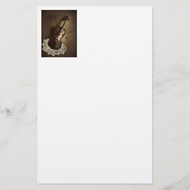 Rustic Violin Stationery (Front)