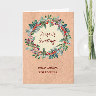 Rustic Volunteer Christmas Holiday Card