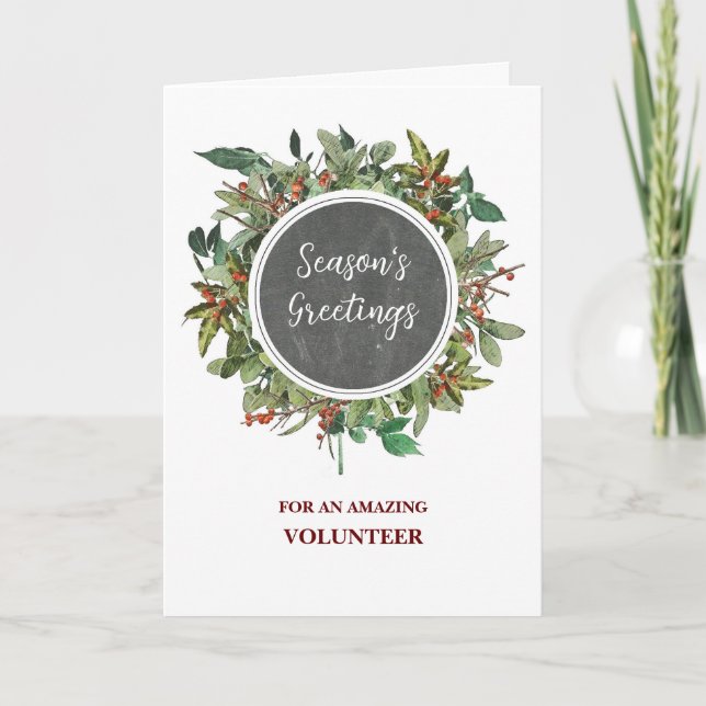 Rustic Volunteer Christmas Holiday Card (Front)