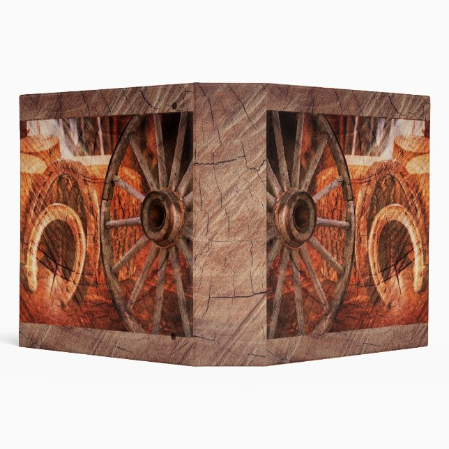 Rustic Wagon Wheel Horseshoes Western Style Binder (Background)