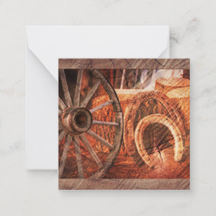 Rustic Wagon Wheel Horseshoes Western Style Card